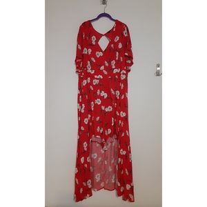 Floral Red Romper with Train from Torrid size 26
